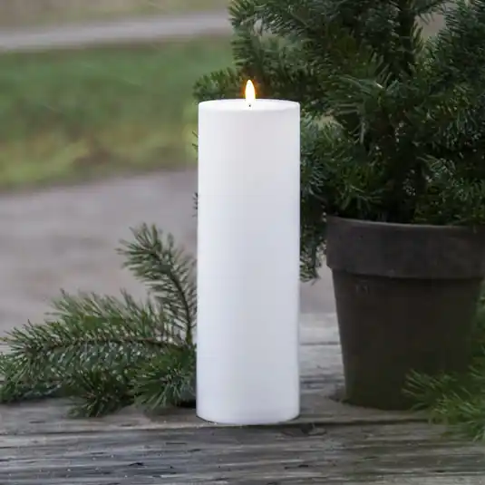 Nuova Collezione Candela LED Flamme Rak 32,5 cm in plastica bianca a batteria