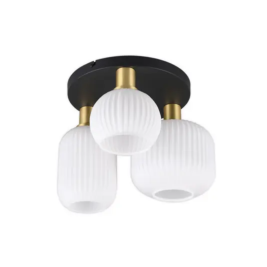 Plafoniera Diva, a 3 luci, metallo, vetro, bianco, ottone Solo Oggi