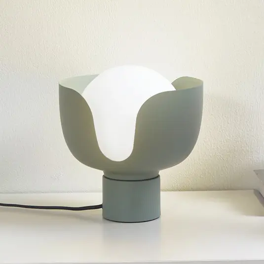 Di Tendenza Lampada da tavolo Lindby Fiora, verde, vetro, metallo, Ø 20 cm