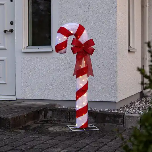 Candycane LED, rosso e bianco, altezza 120 cm, plastica, IP44 Saldi