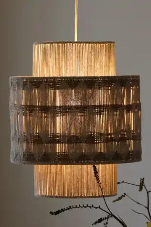 Lampada a sospensione Ano, Ø 45 cm, tessuto, beige/marrone Subito Disponibile