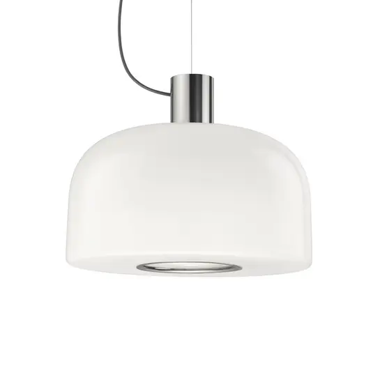 Esclusivo FLOS lampada a sospensione Bellhop Glass S2, colore alluminio, Ø 45 cm