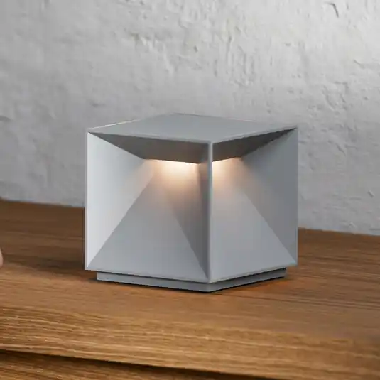 Subito Disponibile Lampada da tavolo a LED ricaricabile Nutalis, grigio nebbia, IP54, dimmerabile