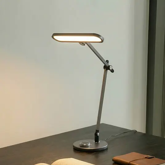 Pagamento Sicuro Lampada da tavolo LED Lindby Elvir, grigio, alluminio, altezza 53 cm, CCT