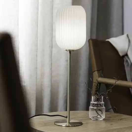 Lampada da tavolo Cava, ottone, vetro, altezza 55 cm Reso Gratuito