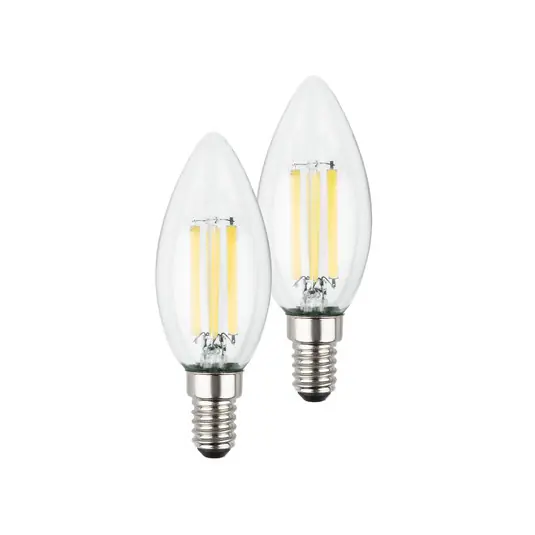 Lampadina LED a candela E14 4W chiara 3000K 840 lm EEC A 2er Offerta Limitata