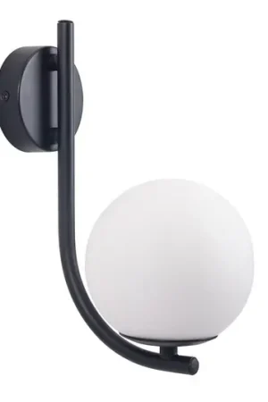 Forlight applique Sfera Single, nero, vetro, larghezza 12 cm Popolare