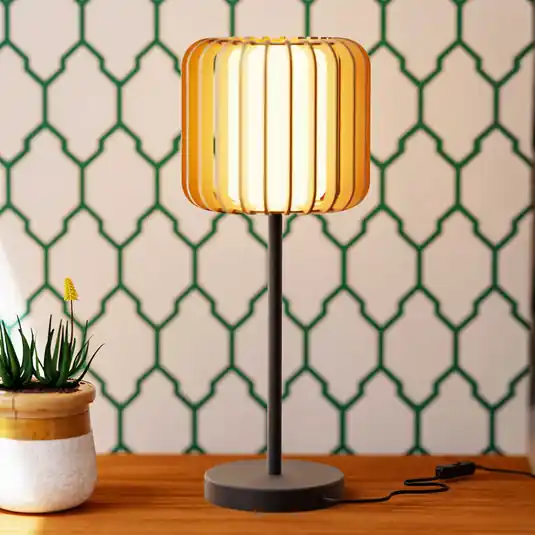 Lampada da tavolo Forlight Viva, marrone chiaro, legno/metallo, altezza 49 cm Prezzo Di Fabbrica