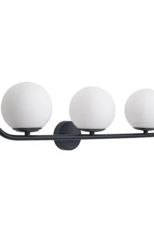 Forlight applique Sfera Triple, nero, vetro, larghezza 58 cm Offerta Del Giorno
