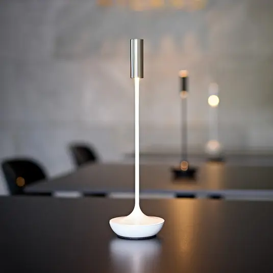 Lampada da tavolo ricaricabile Nucandle LED, bianco/argento, IP54, dimmerabile Ultime Pezzi