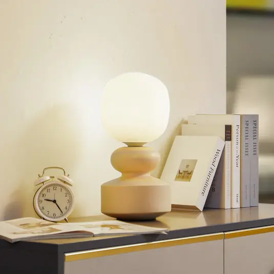 Lucande lampada da tavolo Fidelo, bianco/giallo, 38 cm, vetro, ceramica Vendita Finale