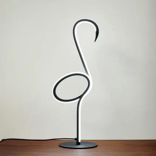 Lampada da tavolo LED Lindby Pajaro, 49 cm, nero, alluminio, fenicottero Affare