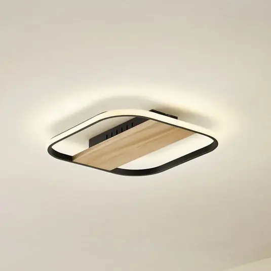 Lindby Plafoniera LED Romilda, grigio, legno, larghezza 37 cm Novità
