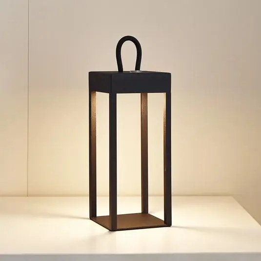 Lampada da tavolo ricaricabile Lindby LED Iruna, nero, metallo, 27 cm, Di Tendenza
