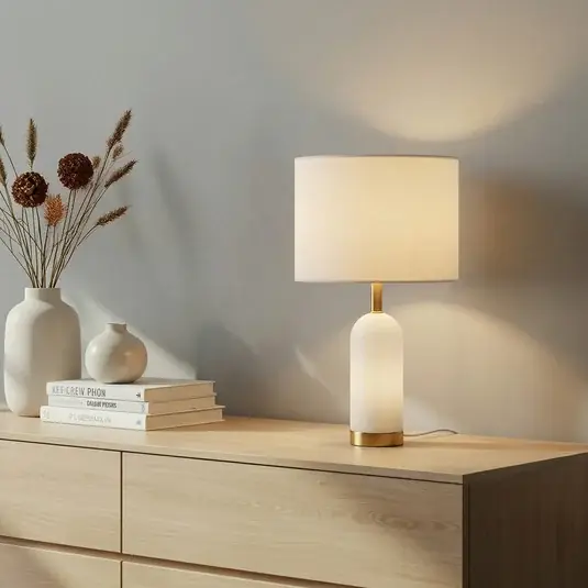 Lampada da tavolo Lindby alabastro, bianco/oro, Ø 30 cm, marmo, E27 Più Venduto