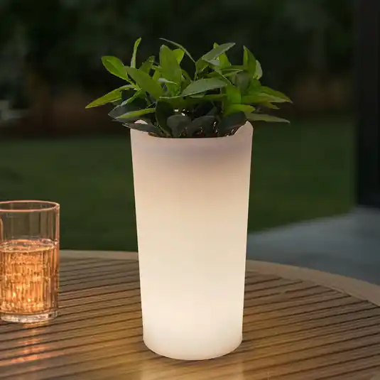 Vaso di fiori ricaricabile Lindby LED Florista, RGB, IP54, Ø 12 cm, bianco Ultima Occasione