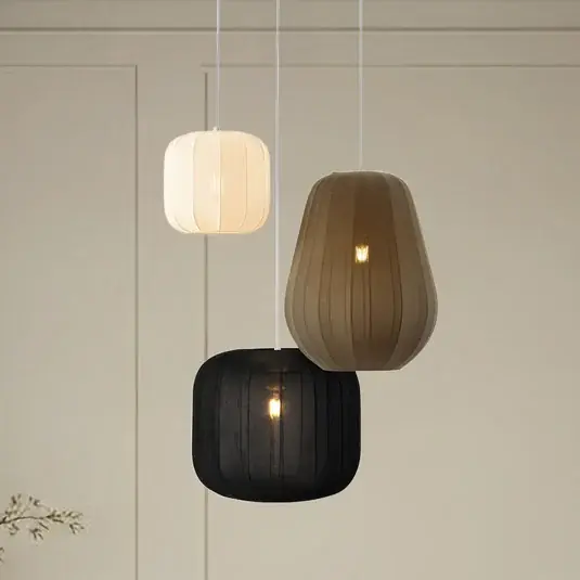 Lampada a sospensione Lindby Helin nero/bianco/grigio, Ø 60 cm, a 3 luci. Sconto