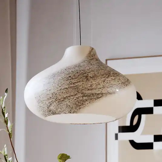 By Rydéns Lampada a sospensione Mira, naturale, Ø 45 cm, vetro Popolare