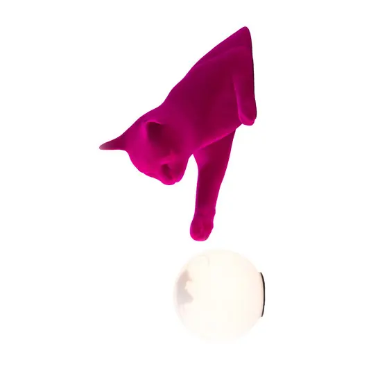 Popolare Applique Karman Maoo, ceramica fucsia, vetro, statuetta di gatto