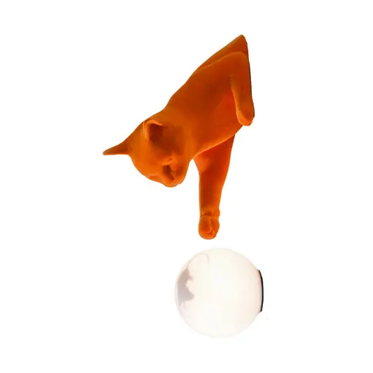 Quantità Limitata Applique Karman, ceramica arancione, vetro, statuetta di gatto