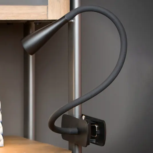 Soddisfatti O Rimborsati Lampada LED a morsetto Zozy, nera, 3-StepDim, braccio flessibile
